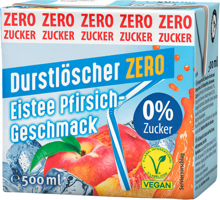 Durstlöscher Eistee Pfirsich Zero - 12 x 0,50 l