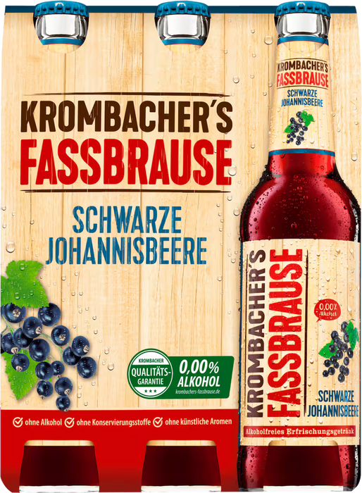 Krombacher Fassbrause schwarze Johannisbeere - 6 x 0,33 l