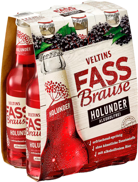 Veltins Fassbrause Holunder - 6 x 0,33 l